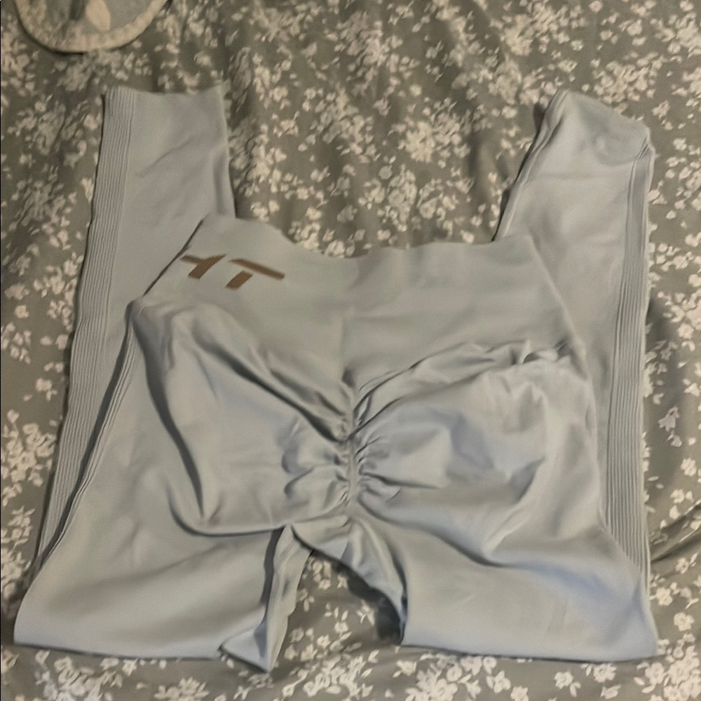 Light Blue Ruched Leggings
